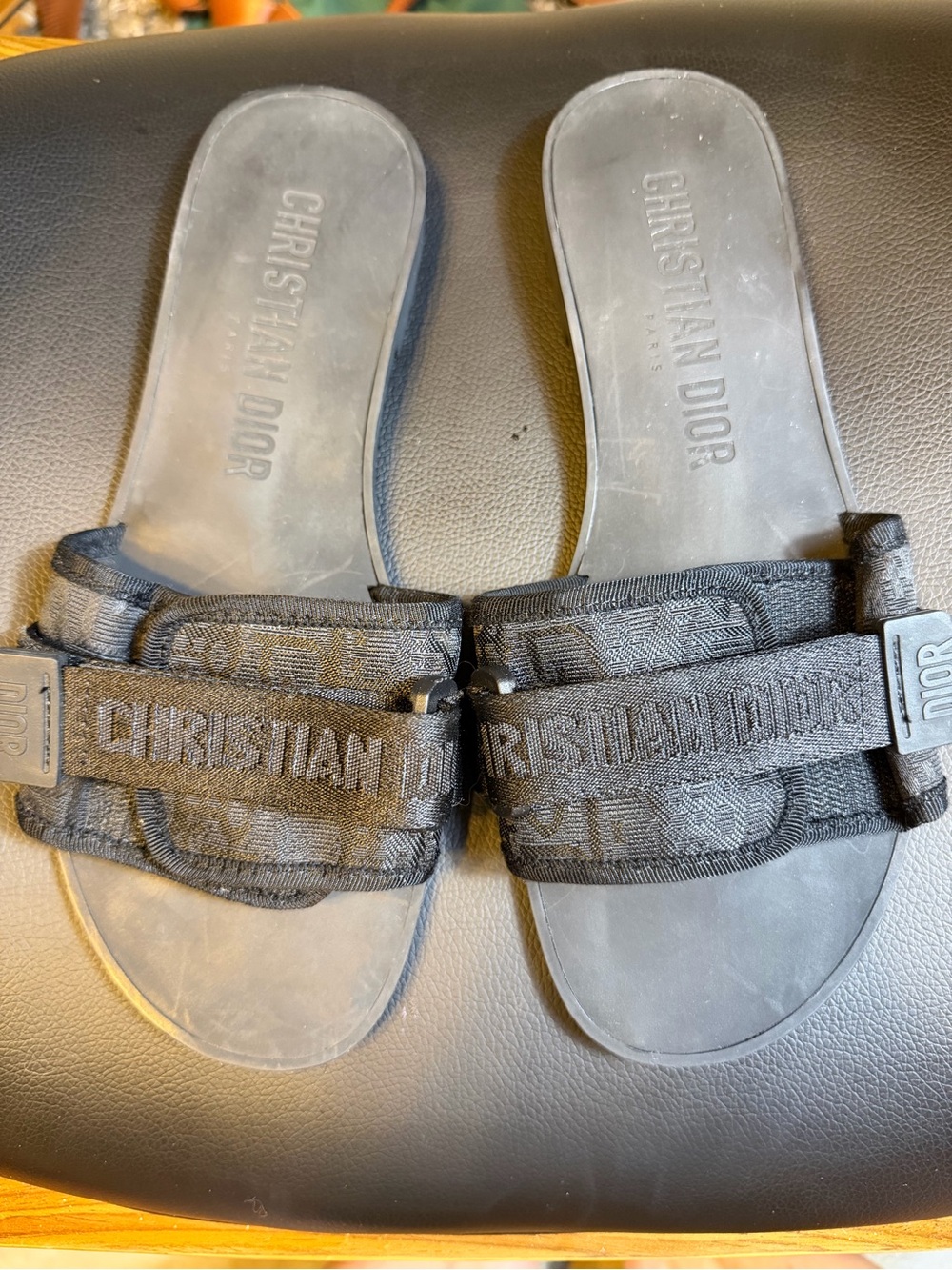 Christian Dior Oblique Logo Slides Sandals Black Made in Italy Women’s 40